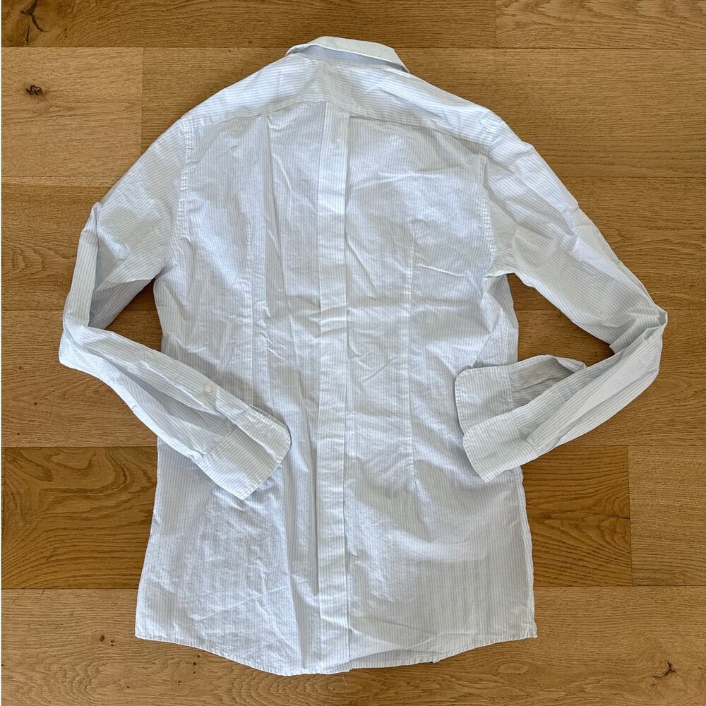 Dolce & Gabanna - Striped Button Down Dress Shirt in White & Blue - Picture 3 of 4